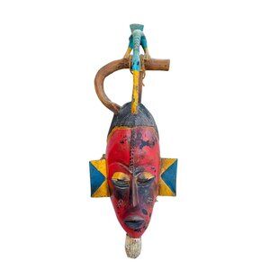 African Tribal Guru Mask worn to Increase Fertility 1980 Tribe Wall Art